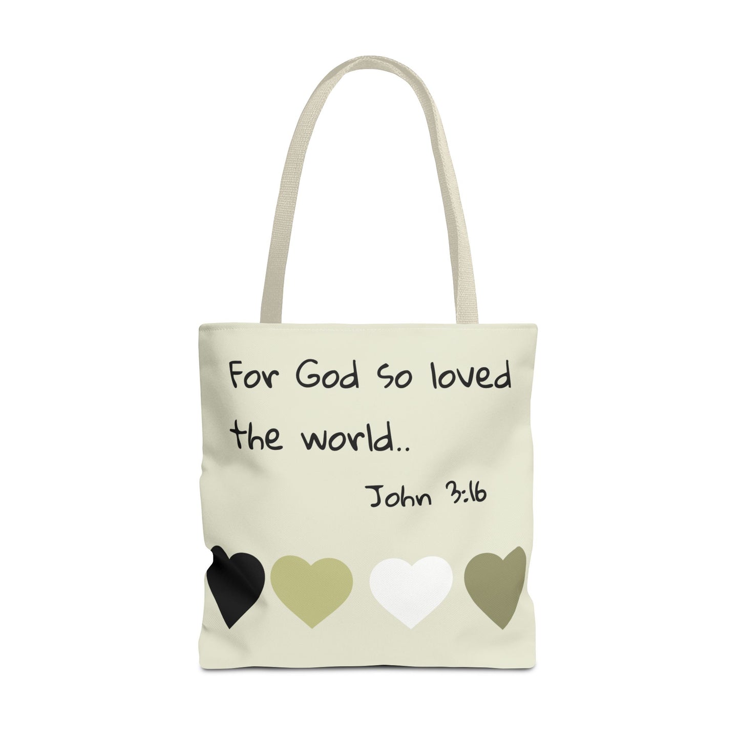 John 3:16 Scripture Tote Bag — "For God so loved the world" Religious Canvas Tote