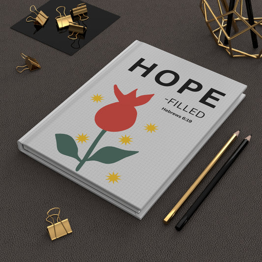 Hope - filled  Hebrews 6:19 Hardcover Journal — Christian Inspirational Notebook, religious gift