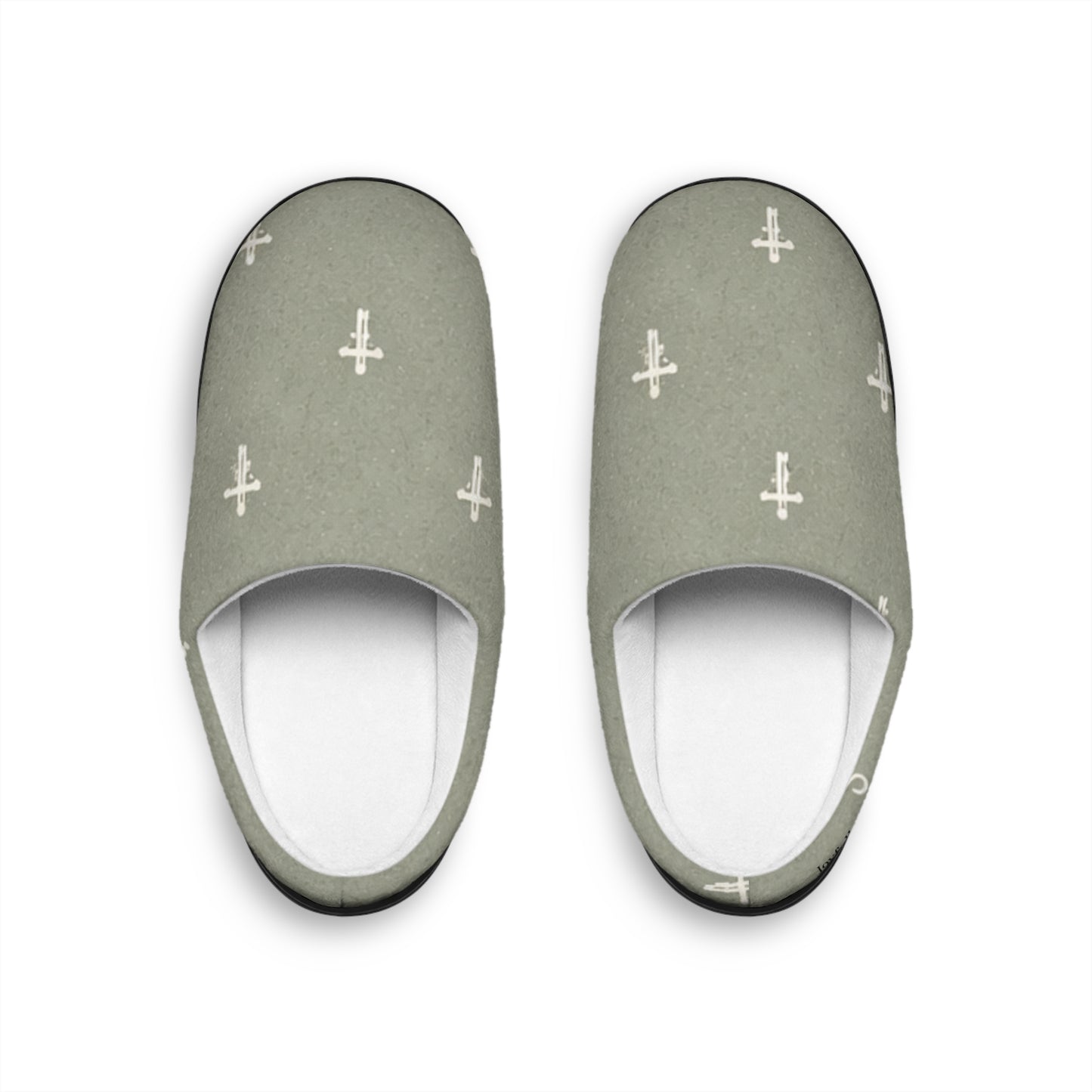 Christian Cross Pattern Women's Indoor Slippers — Signature JC Sage Design