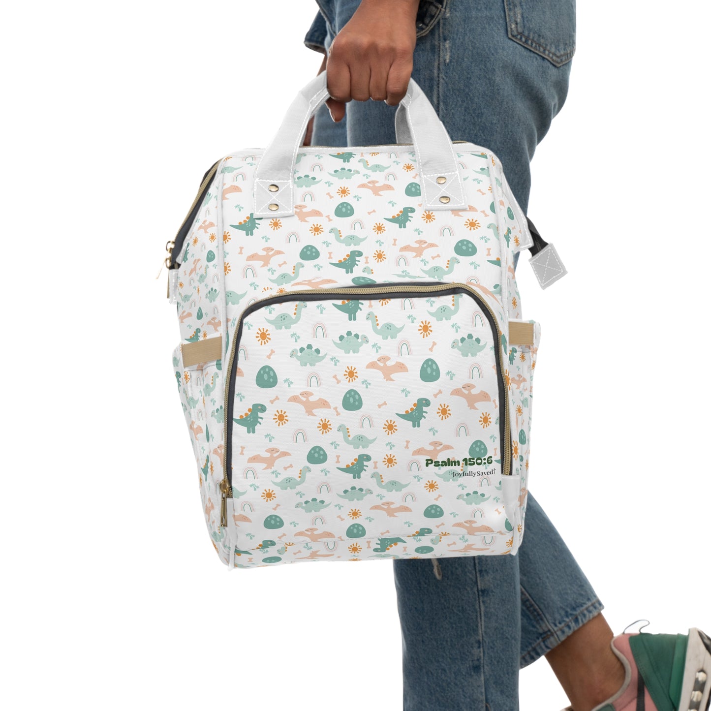 Baby Dinosaur Diaper Backpack — Christian Diaper Bag (Psalm 150:6)