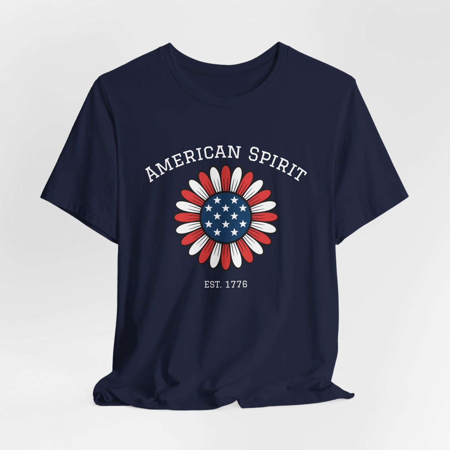 American Spirit T-Shirt — Patriotic Daisy Graphic Tee (Est. 1776)