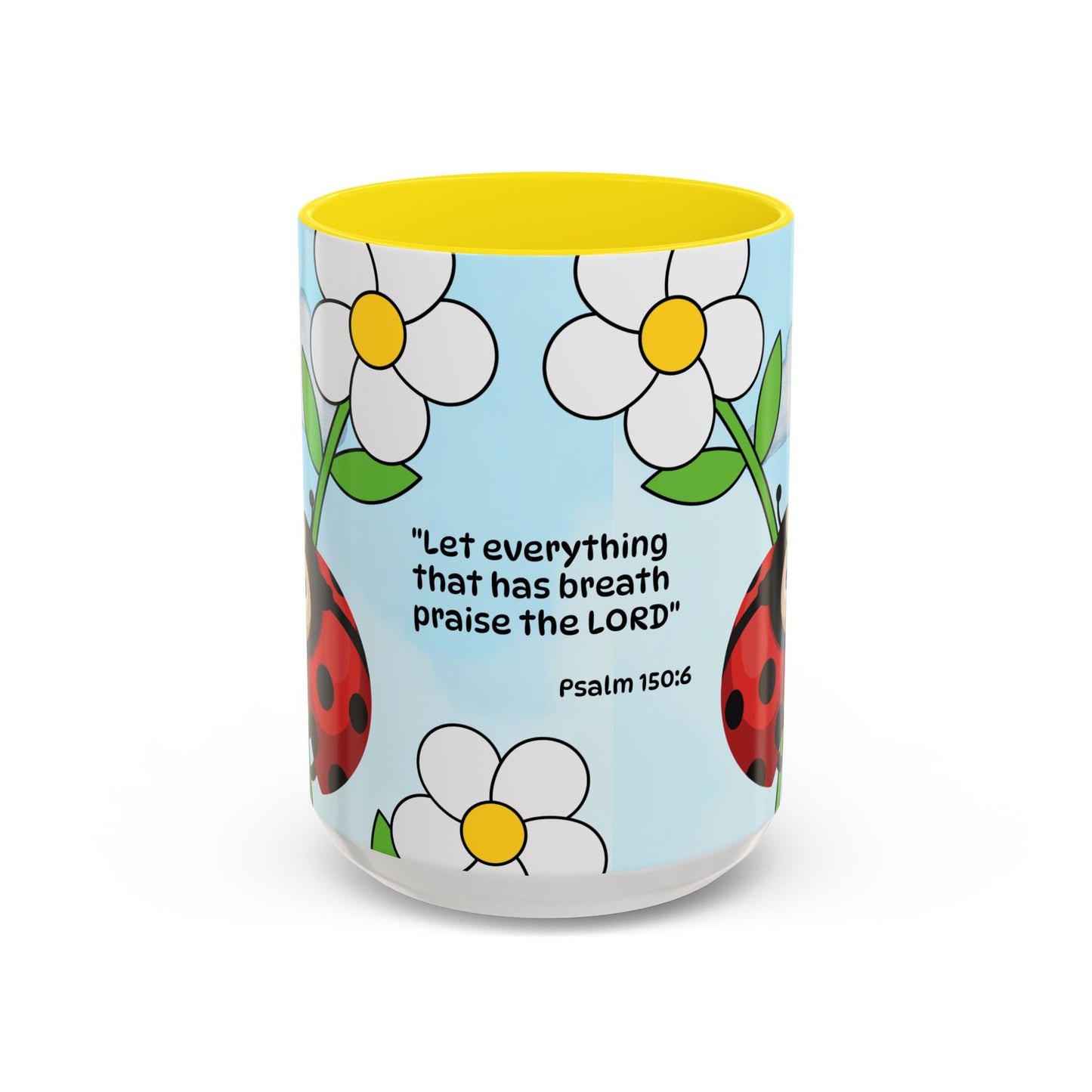 Ladybug Coffee Mug — Christian Ceramic Mug (Psalm 150:6)