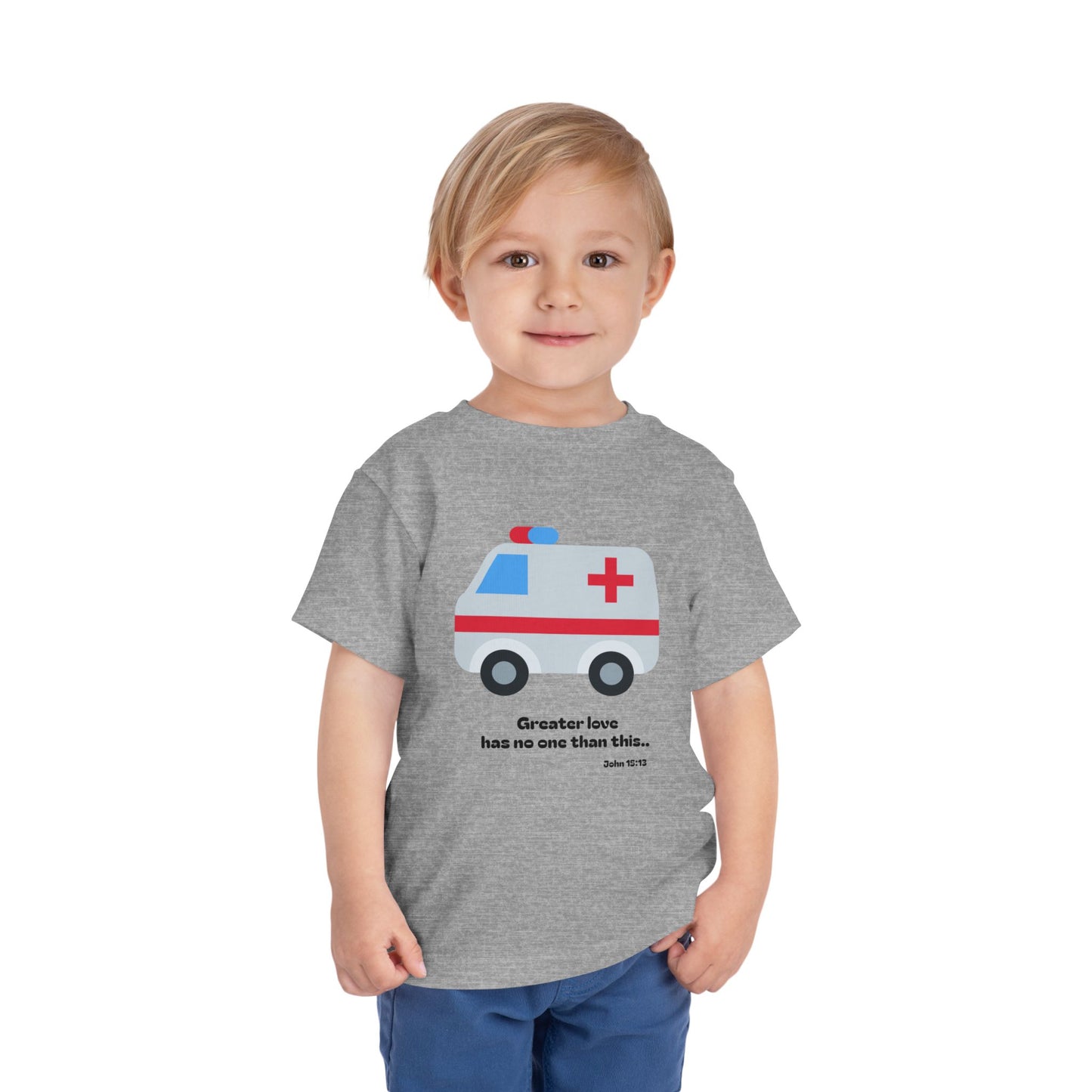 Christian Toddler Tee — Ambulance Graphic (John 15:13)