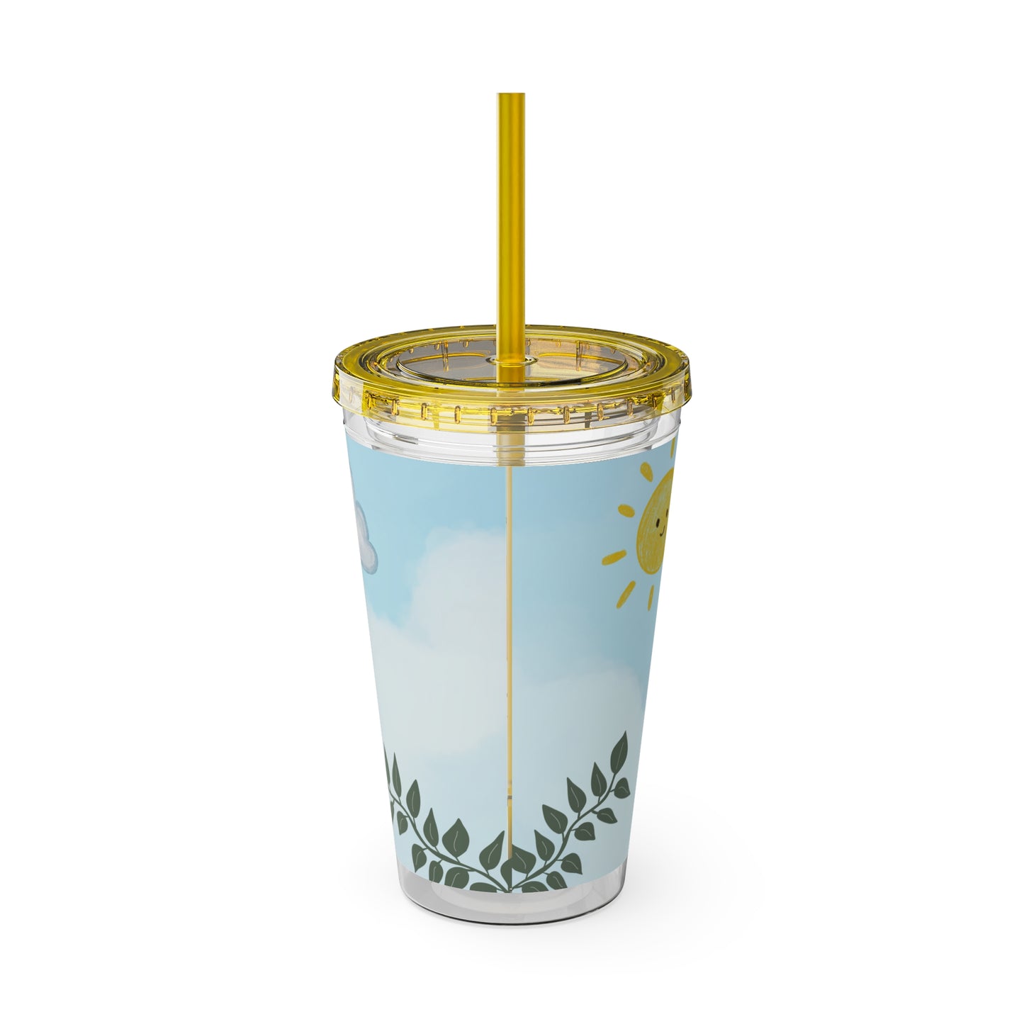 Butterfly & Sun 16oz Tumbler with Straw — 'Let everything that has breath' Psalm 150:6