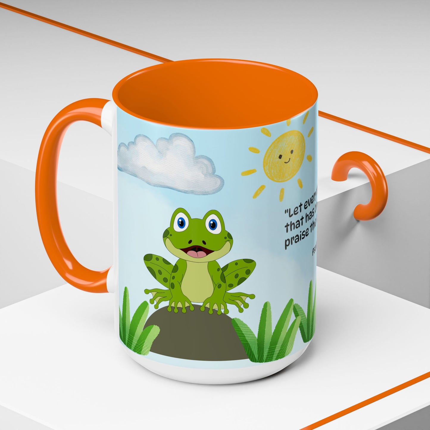 Frog Coffee Mug — Christian Ceramic Mug (Psalm 150:6)
