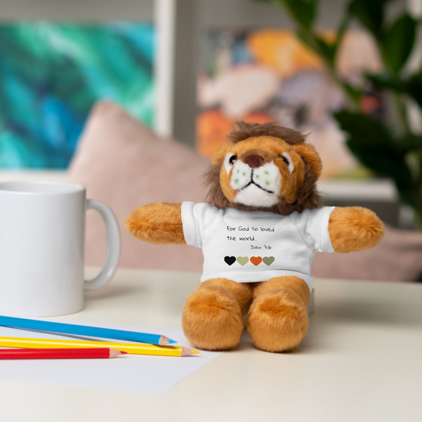 Christan Plush Toy, John 3:16  — Stuffed Animal with 'I Am a Child of God' T‑Shirt