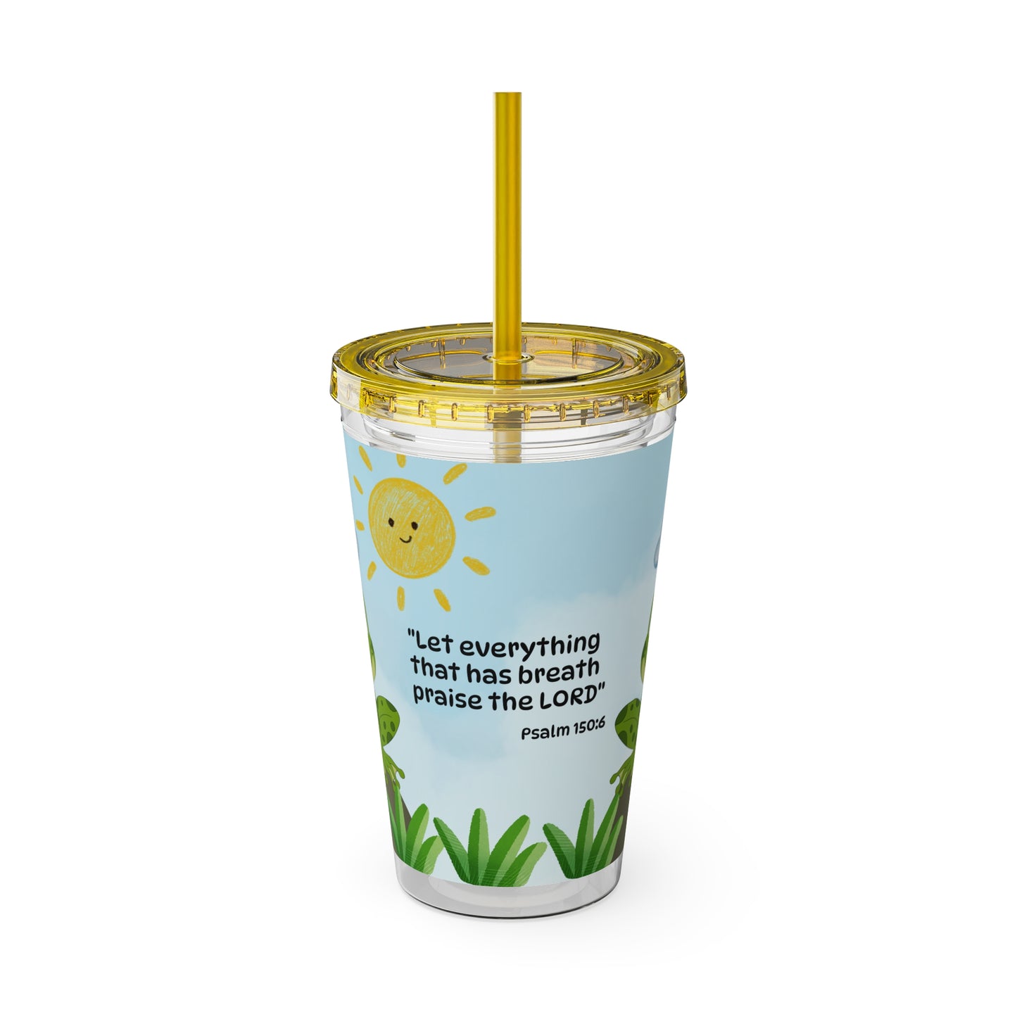 Frog 16oz Tumbler with Straw — Christian Cup (Psalm 150:6)
