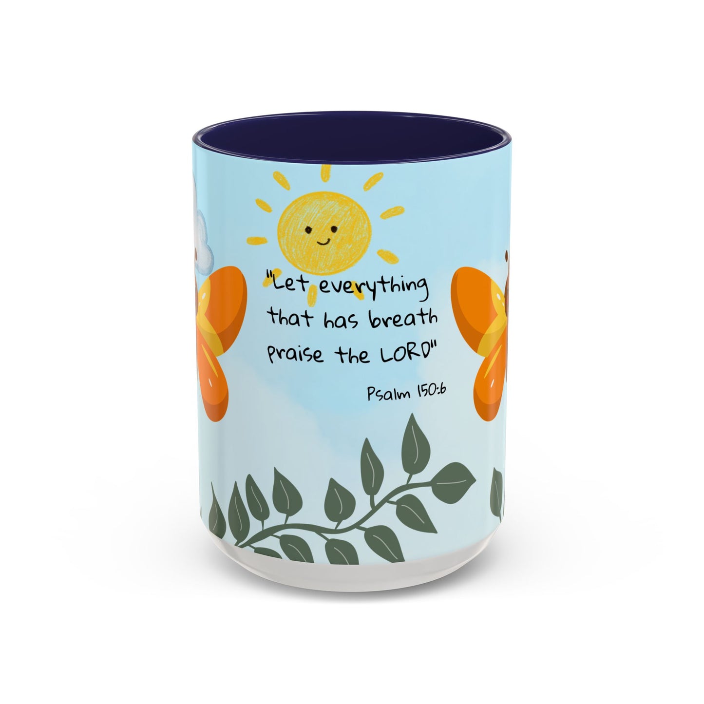 Butterfly Coffee Mug — Christian Ceramic Mug (Psalm 150:6)