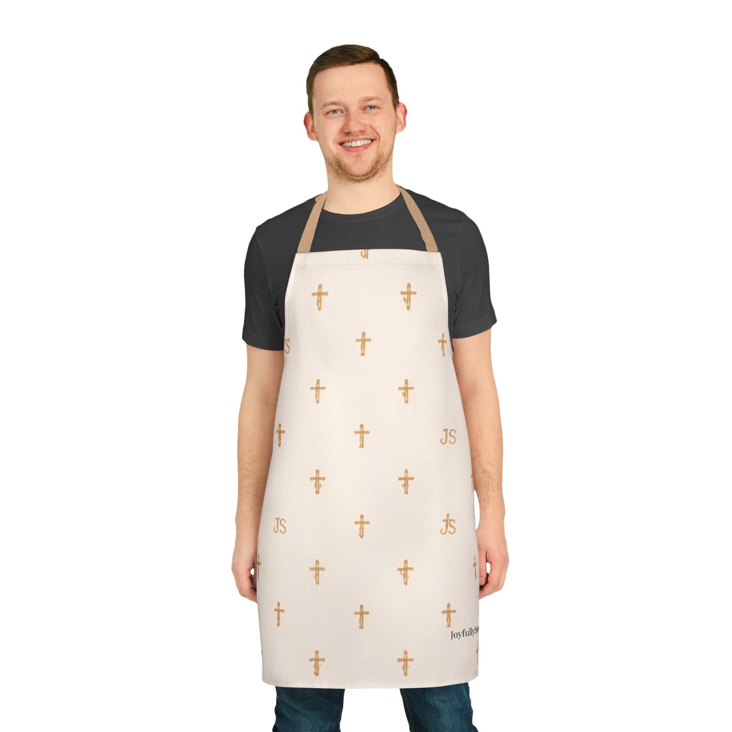 Christian Cross Creme Apron — large print, Faith Kitchen Apron