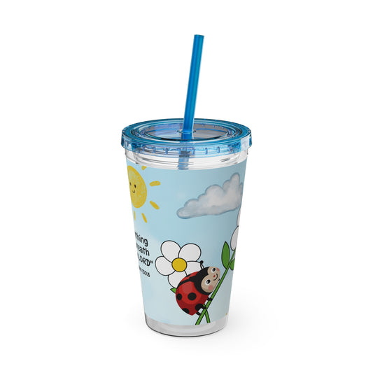 Ladybug 16oz Tumbler with Straw — Christian Cup (Psalm 150:6)