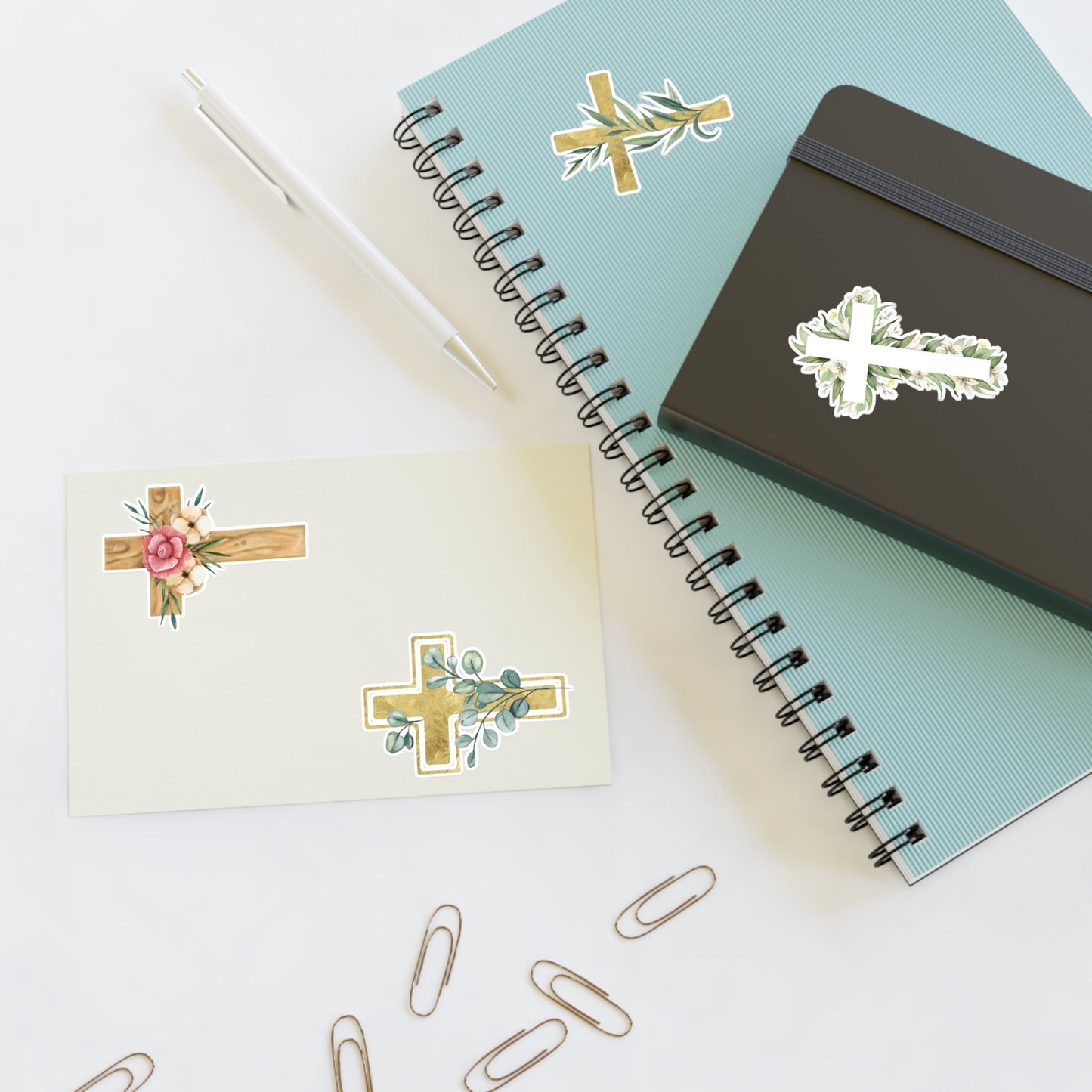 Christian Crosses Sticker Sheet — 4 Religious Faith Stickers
