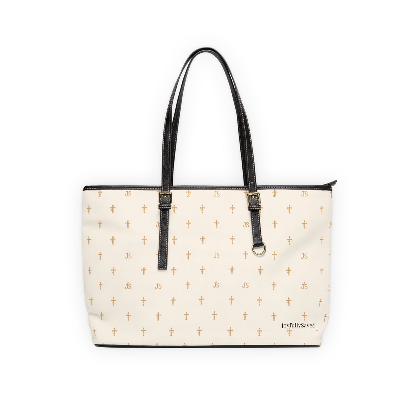 Signature Cross PU Leather Shoulder Bag — Christian, Cream Cross Pattern