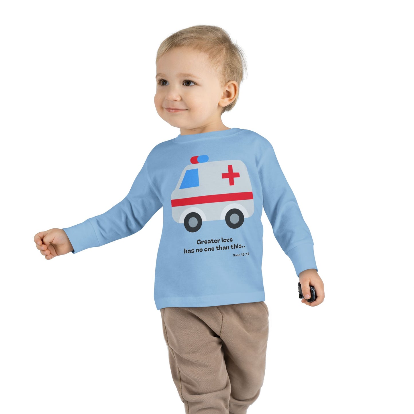 Christian Toddler Long Sleeve Tee — Ambulance Kids Shirt (John 15:13)