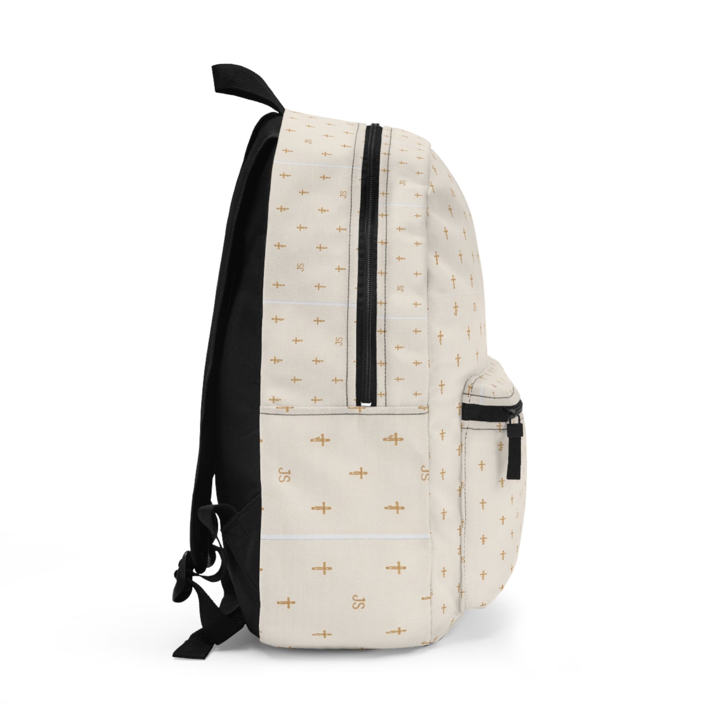 Joyfully Saved Cross Backpack — Cream colored Christian School Bag