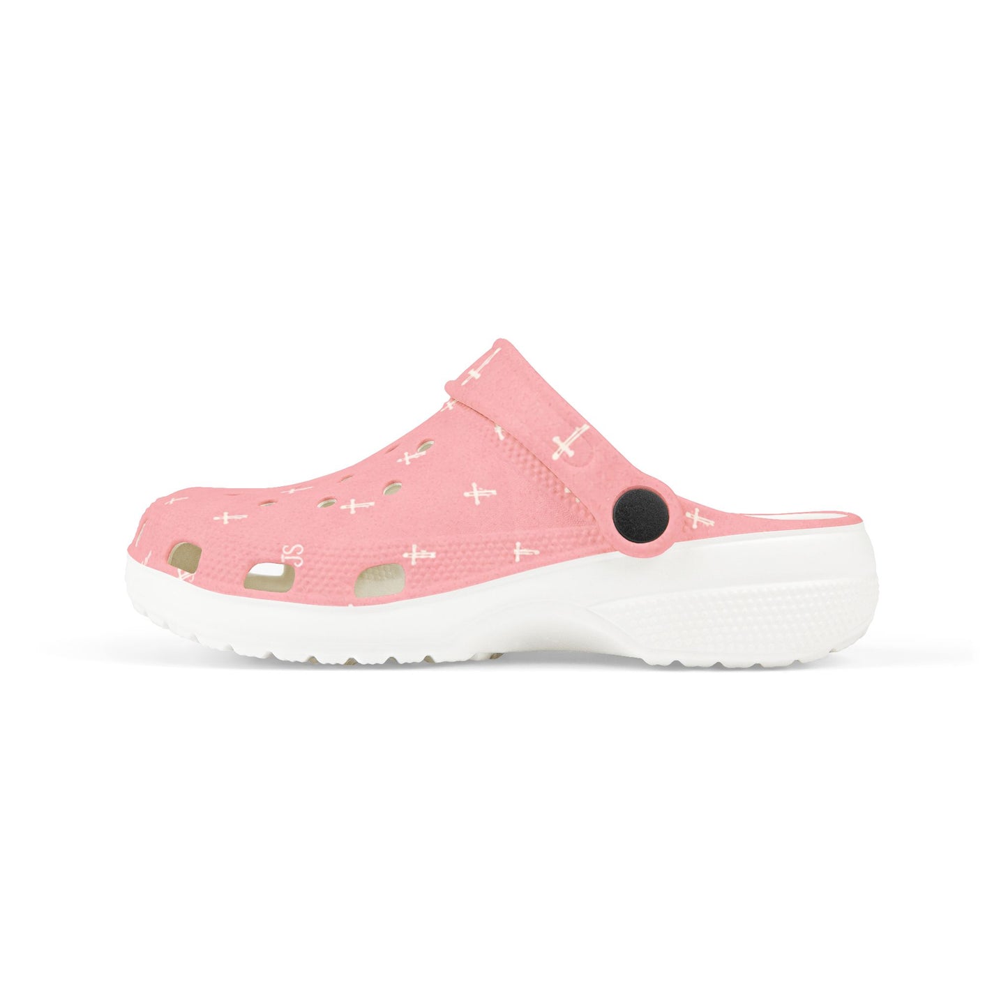 Kids EVA Foam Clogs  with Charms— Pink Cross Pattern Christian Slip-Ons