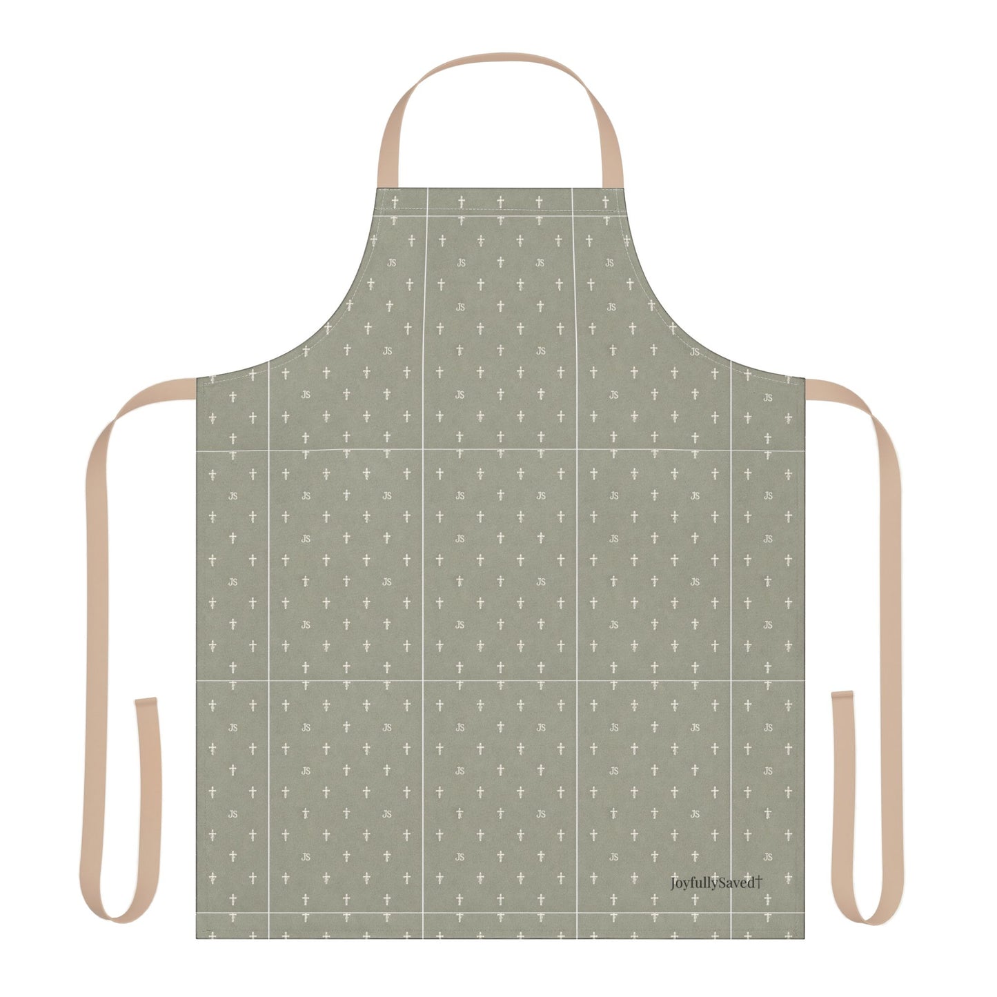 Christian Cross Sage Apron —Faith Kitchen Apron