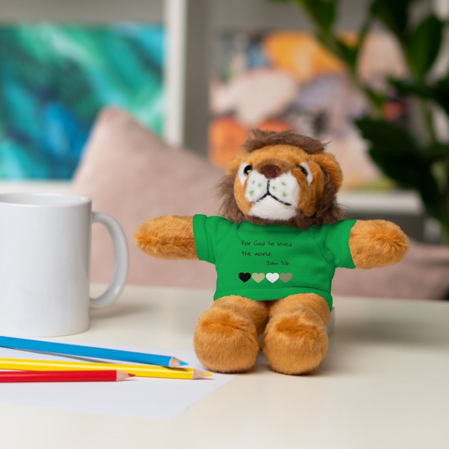 Christan Plush Toy, John 3:16  — Stuffed Animal with 'I Am a Child of God' T‑Shirt