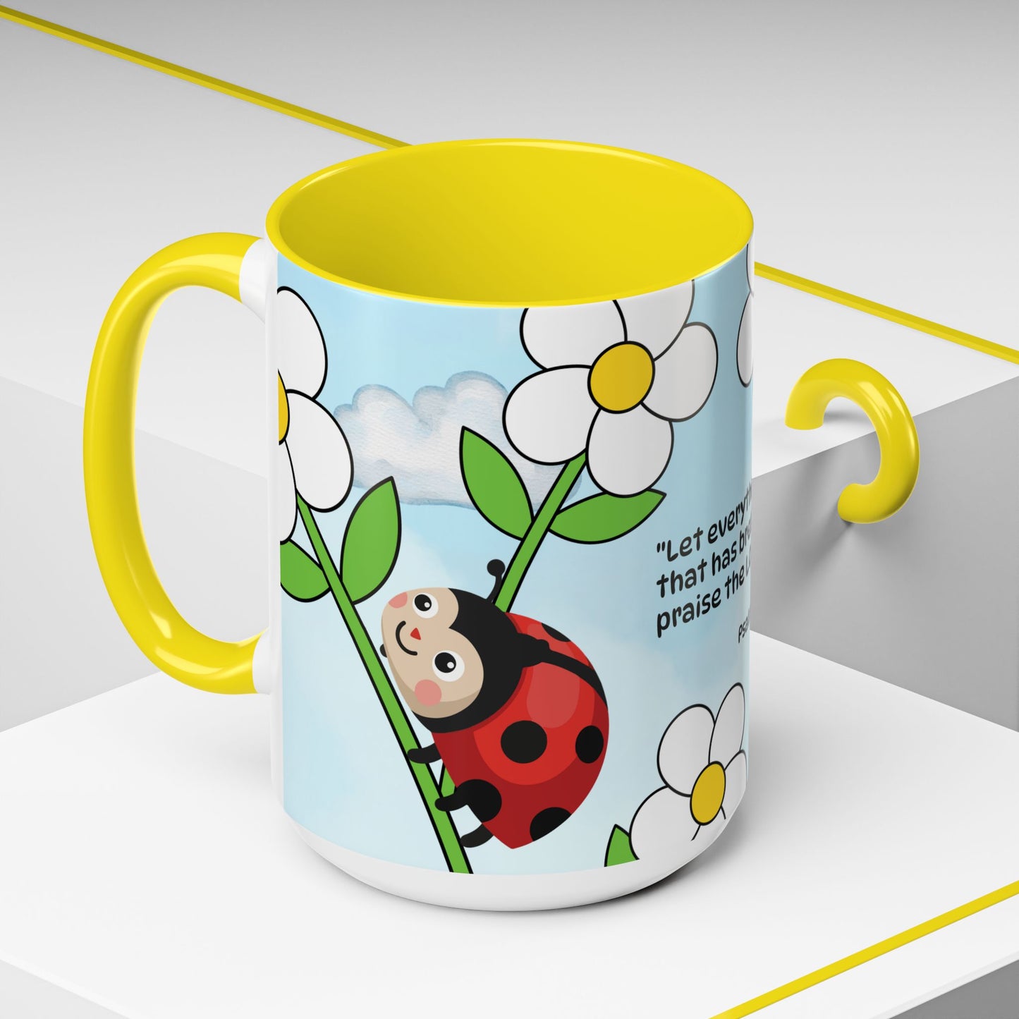Ladybug Coffee Mug — Christian Ceramic Mug (Psalm 150:6)