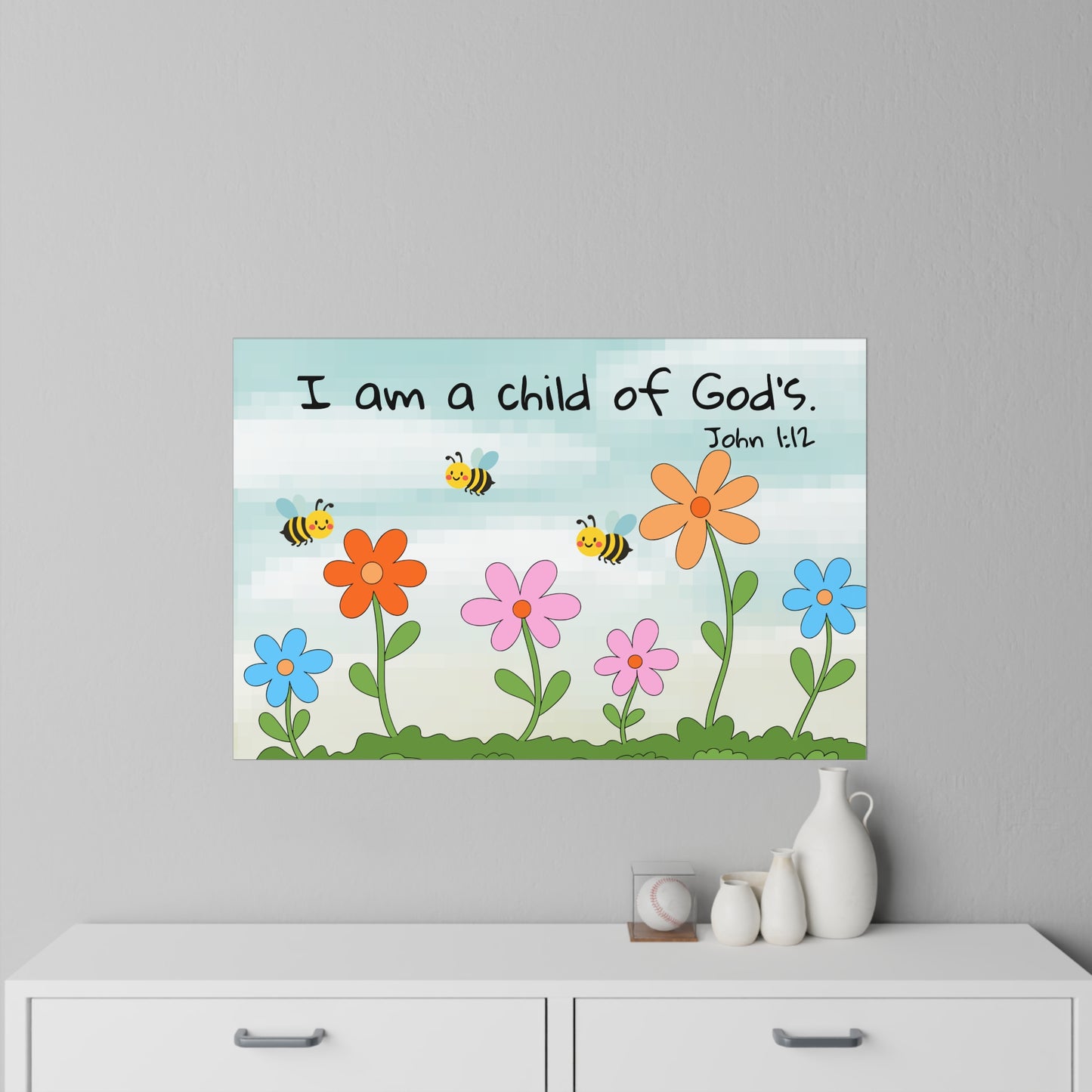 Christian Flower Wall Decal – "I am a child of God's" Nursery Art