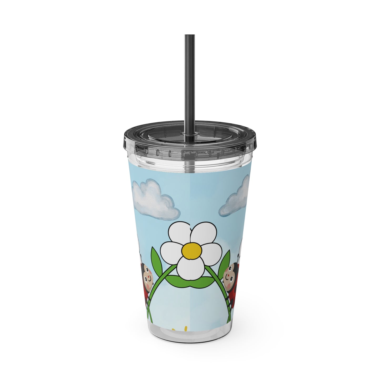Ladybug 16oz Tumbler with Straw — Christian Cup (Psalm 150:6)