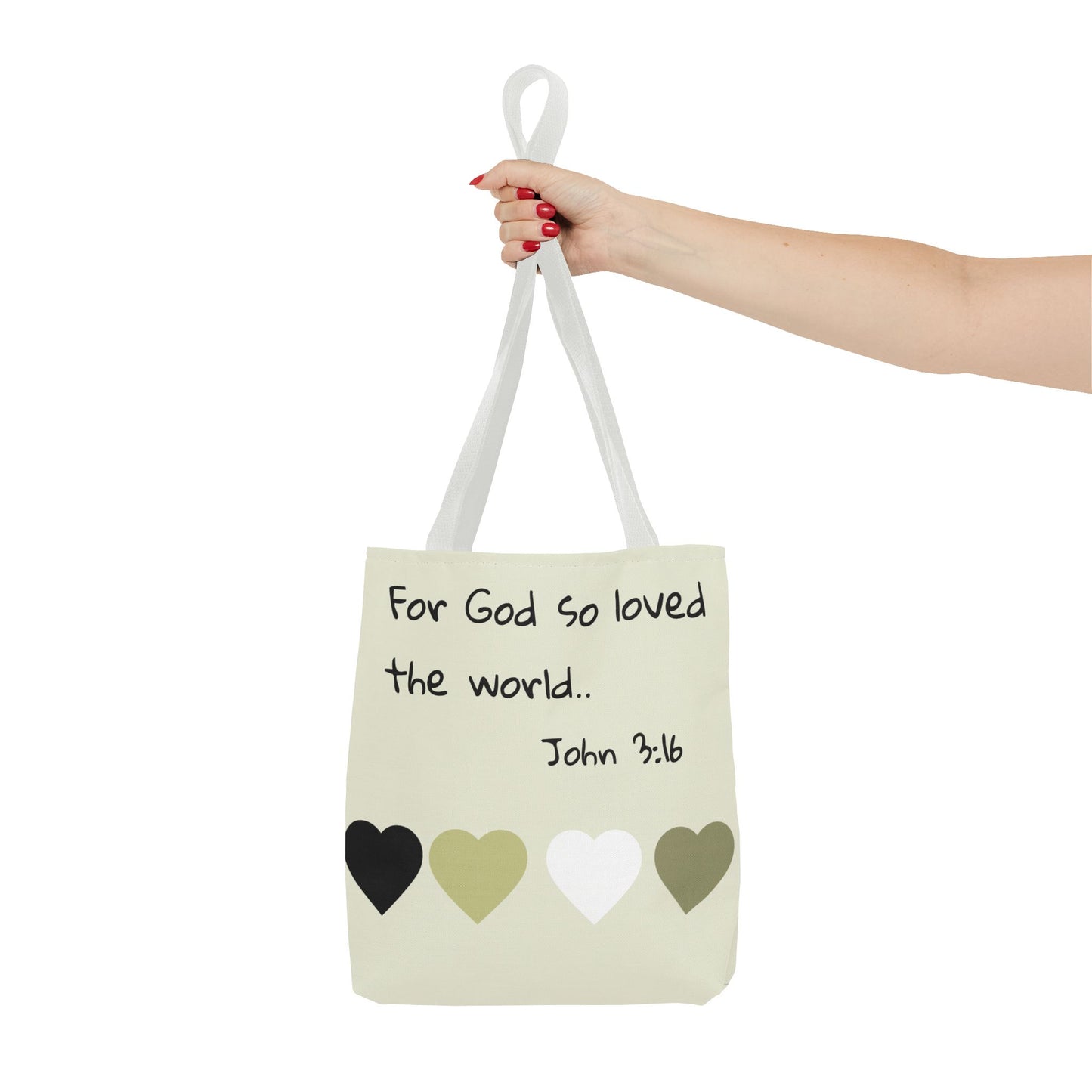 John 3:16 Scripture Tote Bag — "For God so loved the world" Religious Canvas Tote