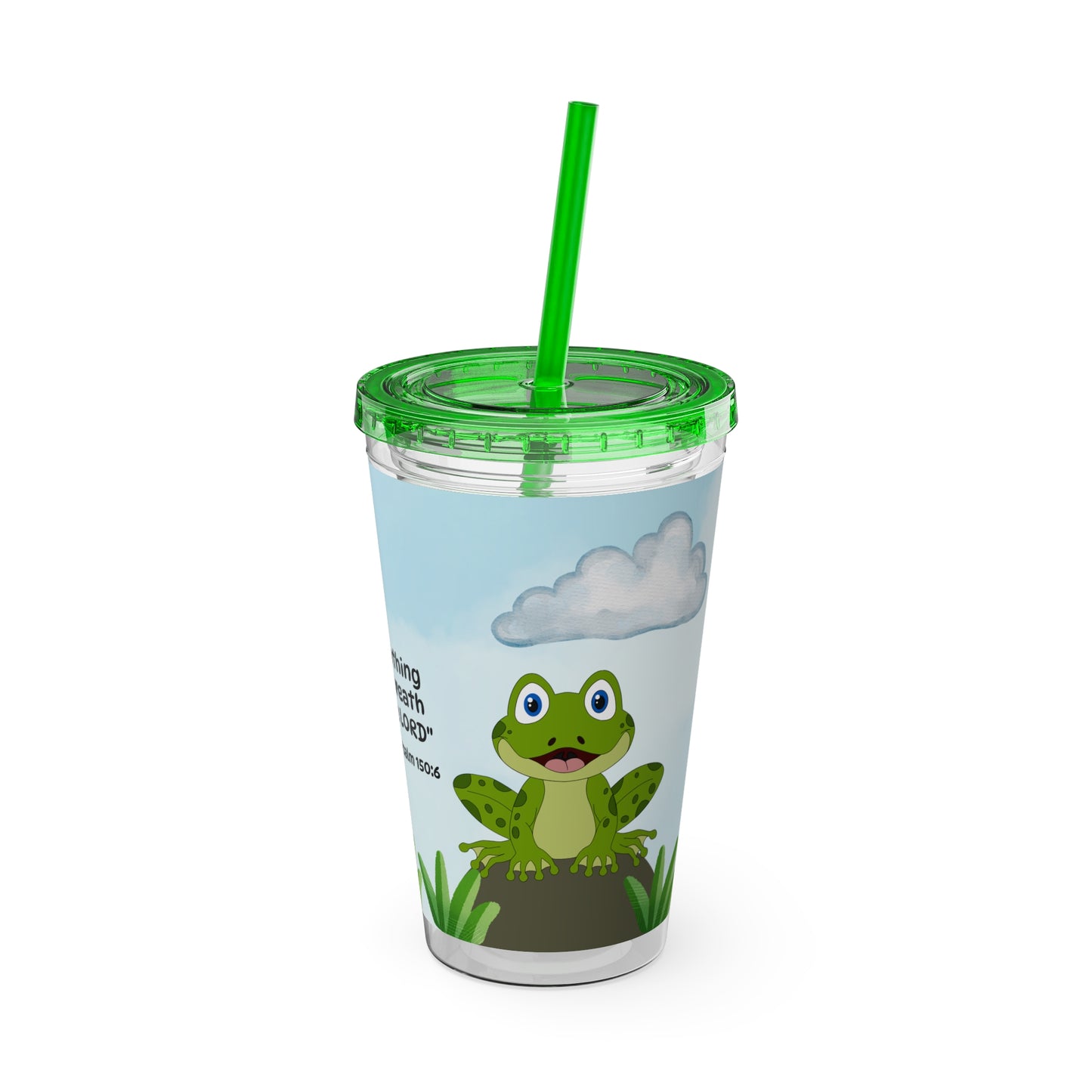 Frog 16oz Tumbler with Straw — Christian Cup (Psalm 150:6)