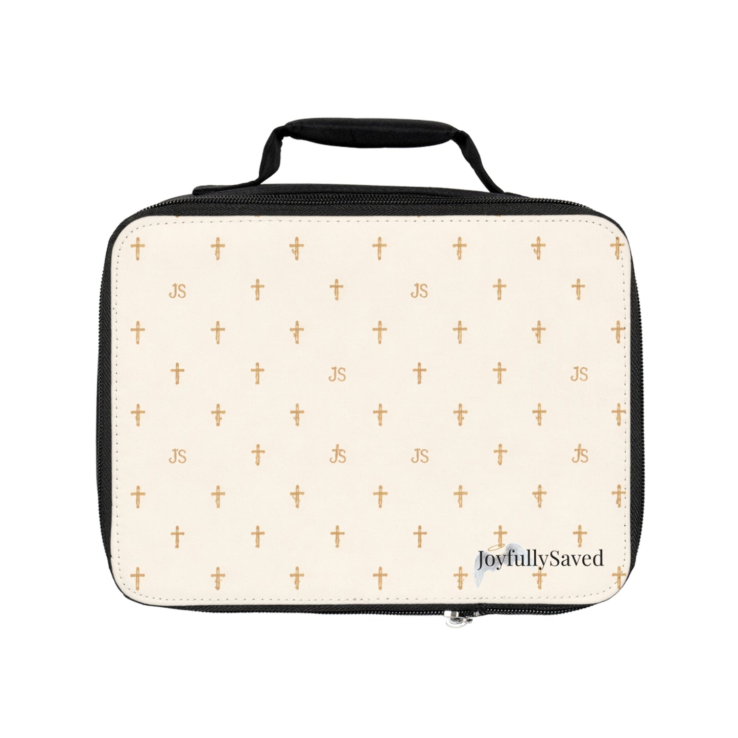 Cream, Crosses ‘Joyfully Saved’ Lunch Bag — Christian Insulated Lunchbox