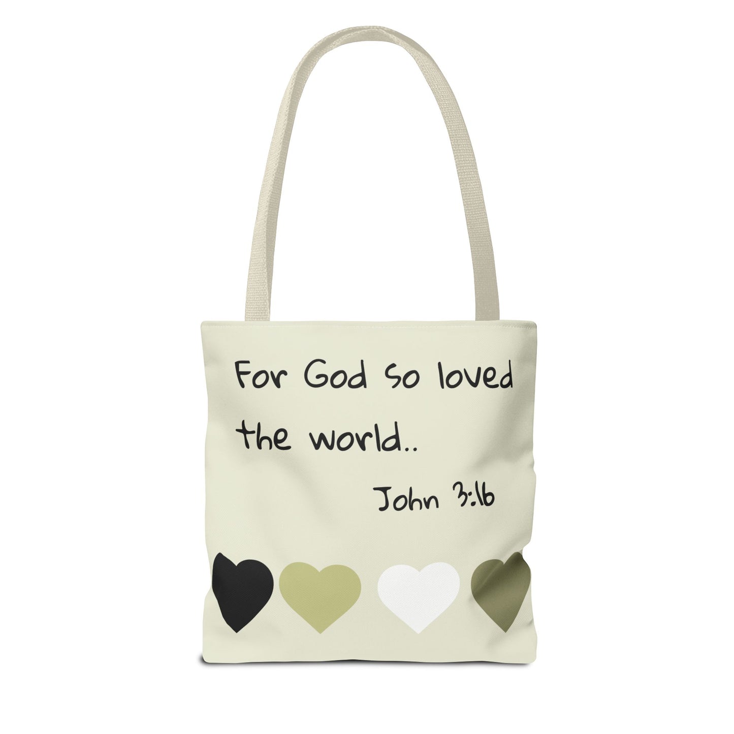 John 3:16 Scripture Tote Bag — "For God so loved the world" Religious Canvas Tote