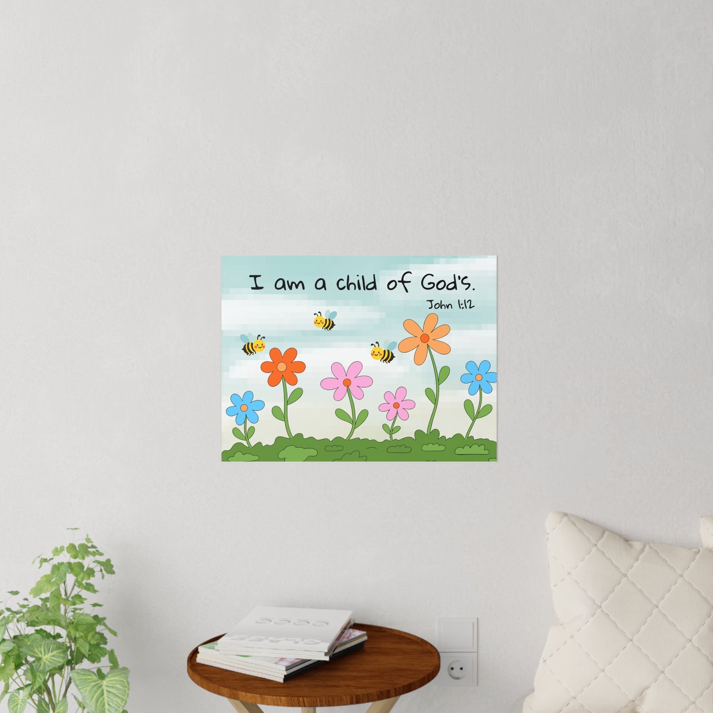 Christian Flower Wall Decal – "I am a child of God's" Nursery Art
