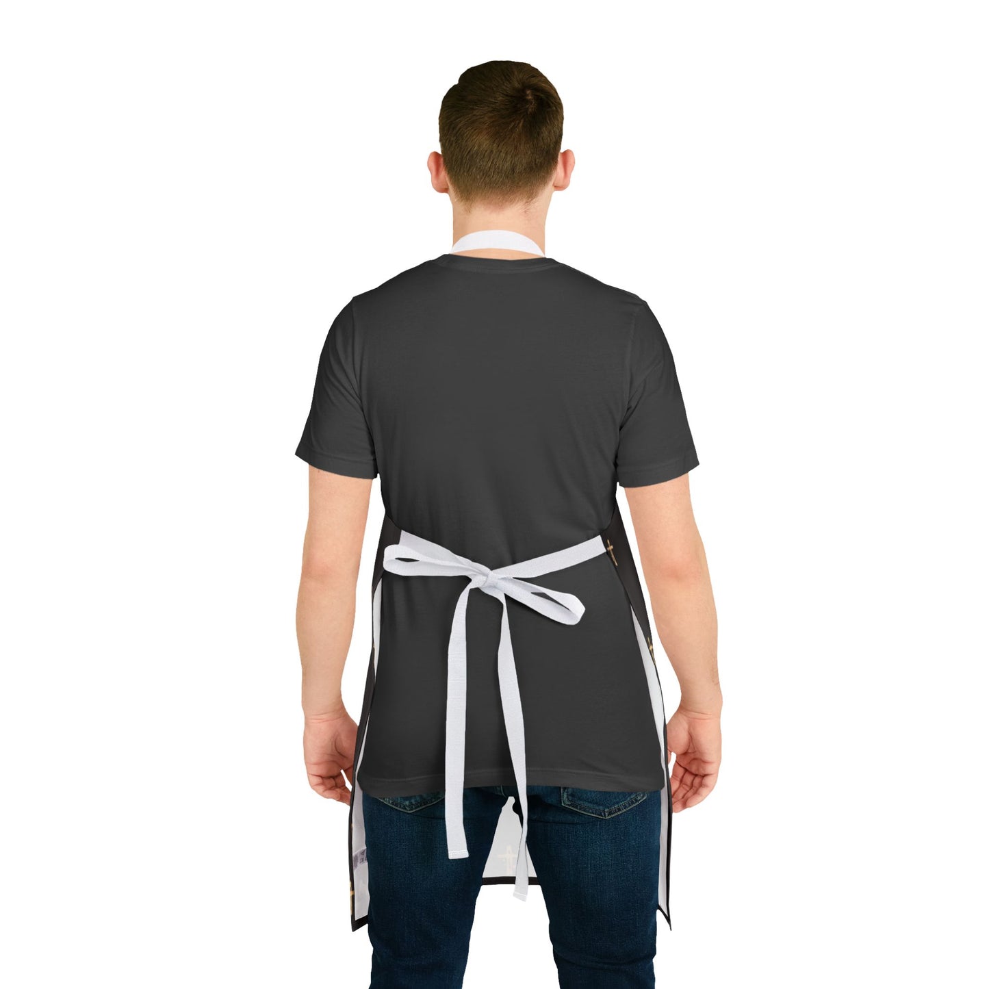 Christian Cross Black Apron — large print, Faith Kitchen Apron