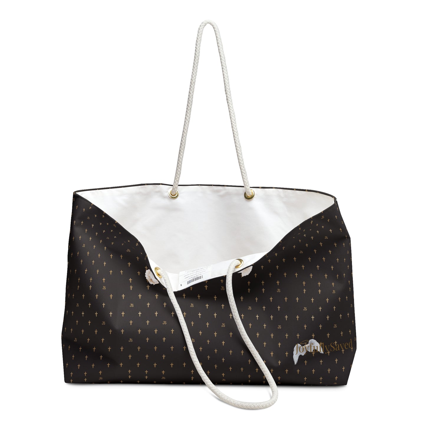 JOYFULLY SAVED Weekender Bag —Christian, Black colored Travel Tote
