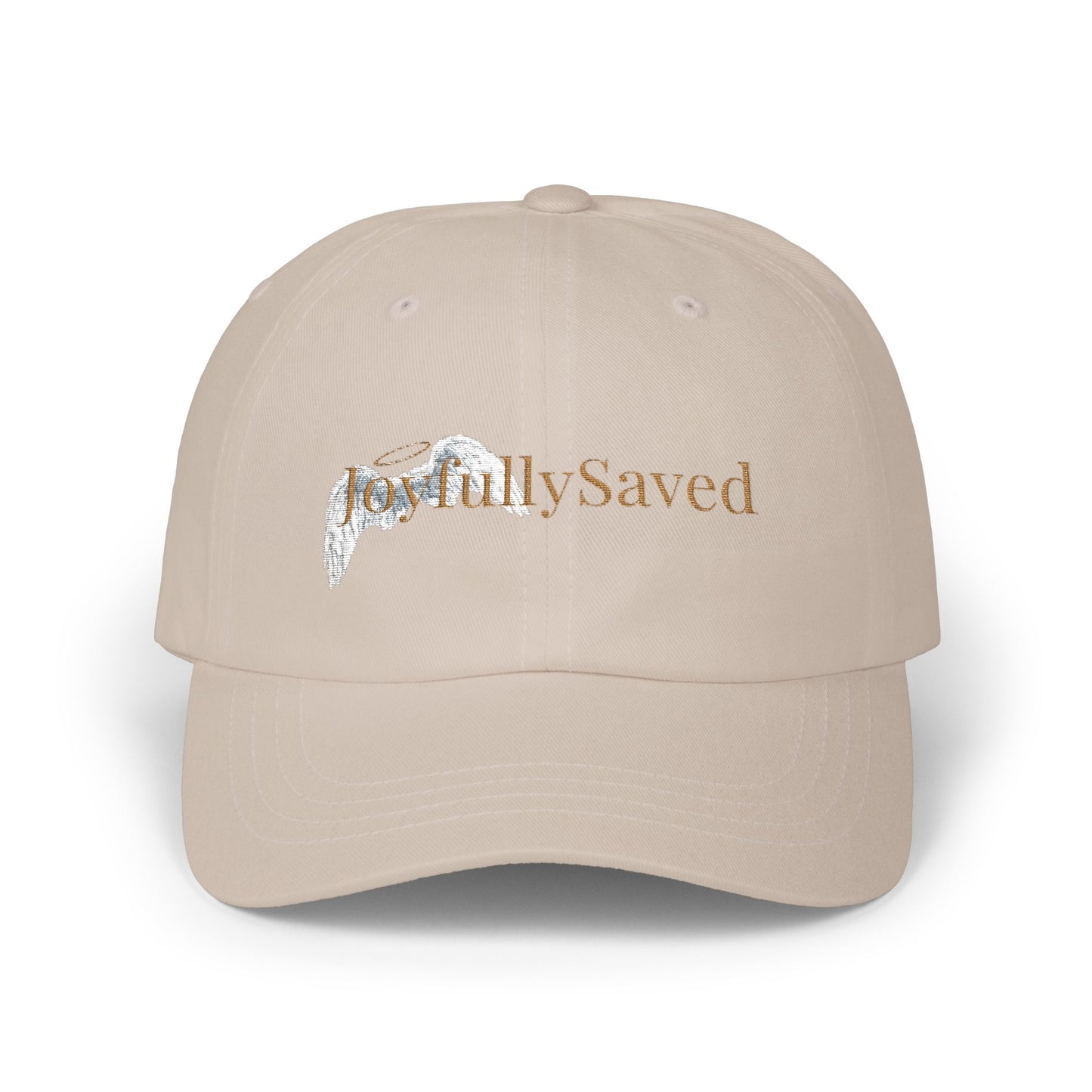 Joyfully Saved "dad" Cap, Logo only — Embroidered Hat, Gold text