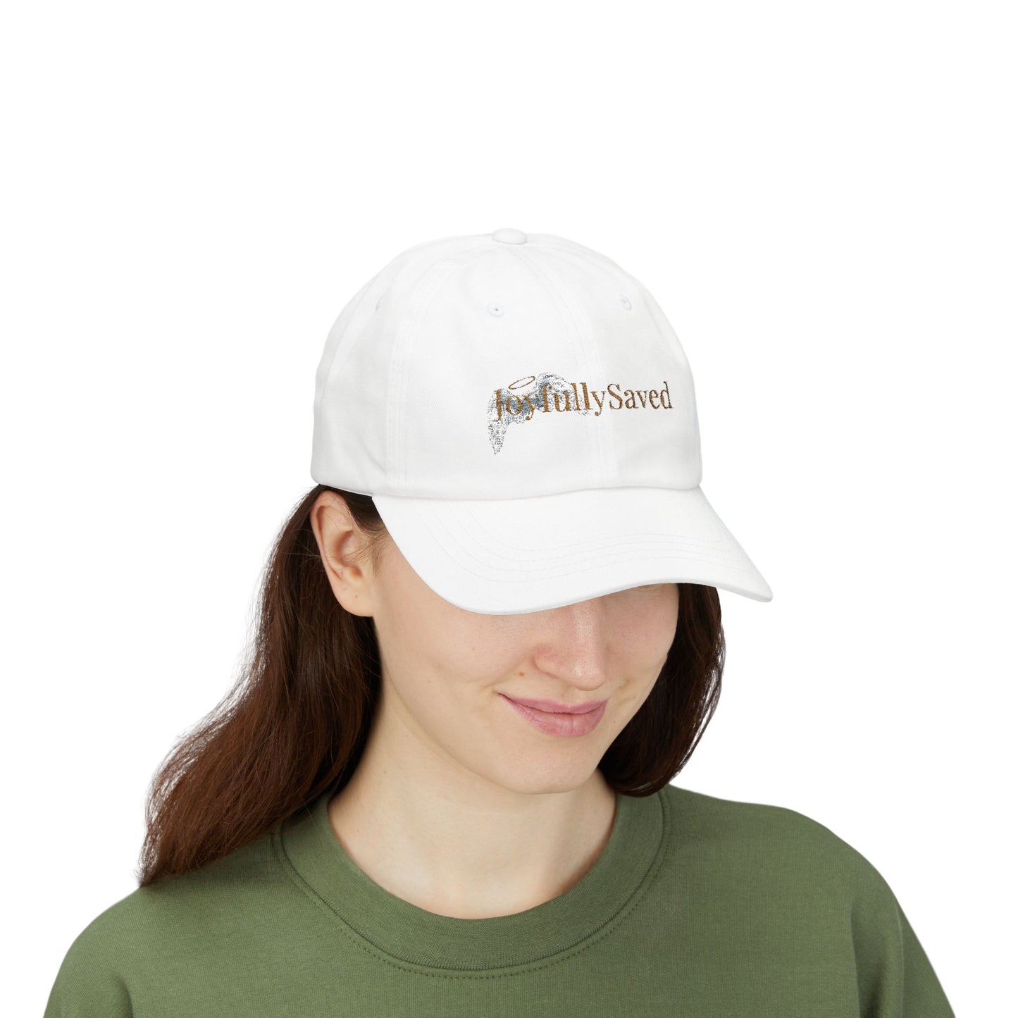 Joyfully Saved "dad" Cap, Logo only — Embroidered Hat, Gold text