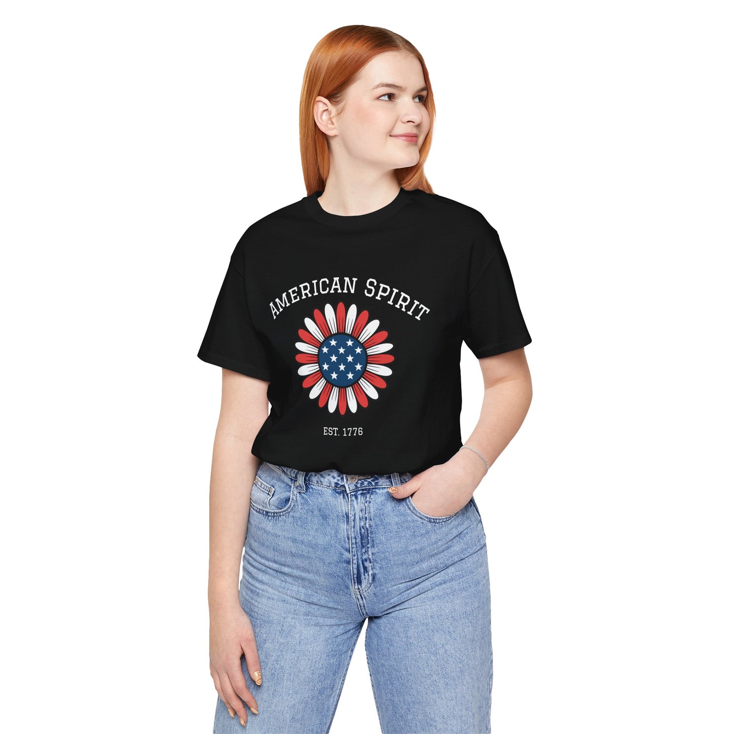 American Spirit T-Shirt — Patriotic Daisy Graphic Tee (Est. 1776)