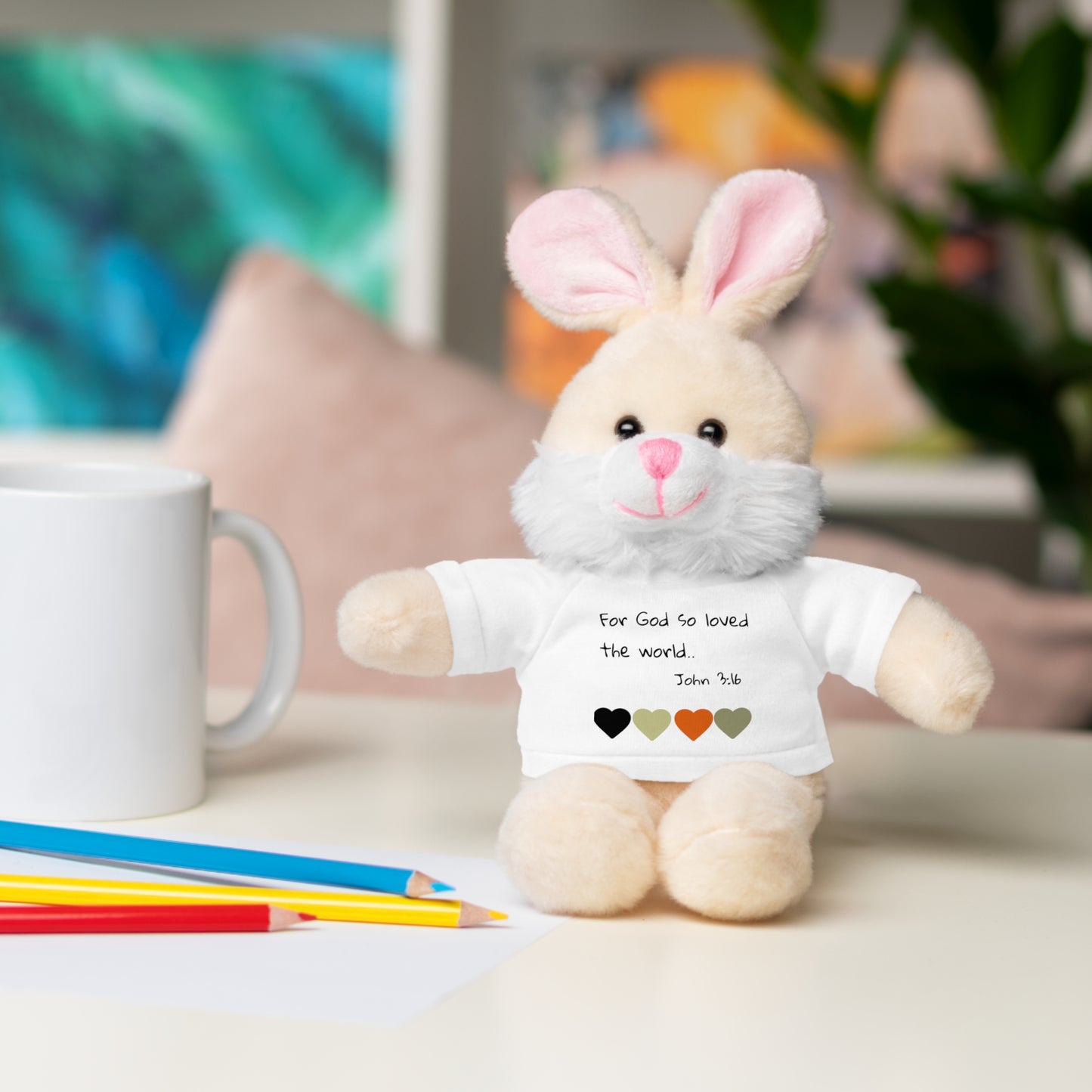 Christan Plush Toy, John 3:16  — Stuffed Animal with 'I Am a Child of God' T‑Shirt