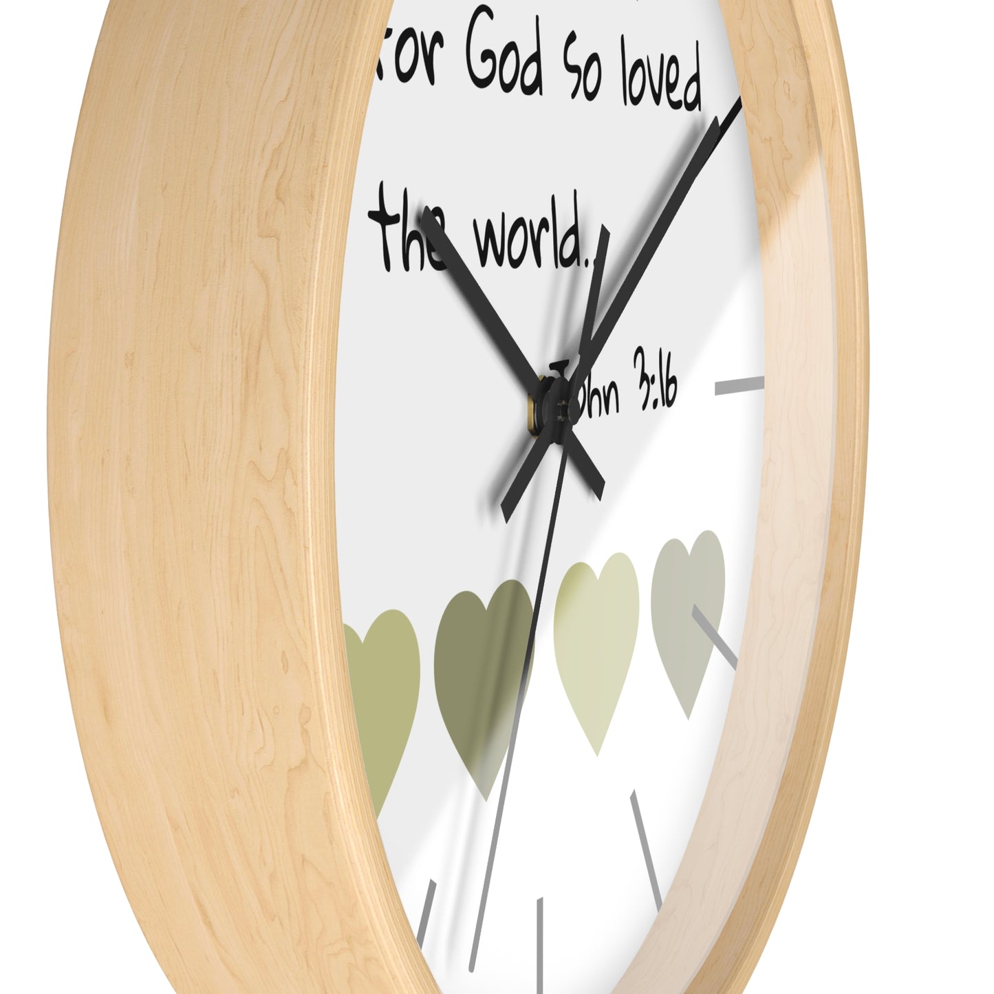Wall Clock - "For God So Loved the World" John 3:16 Christian Heart Wall Clock