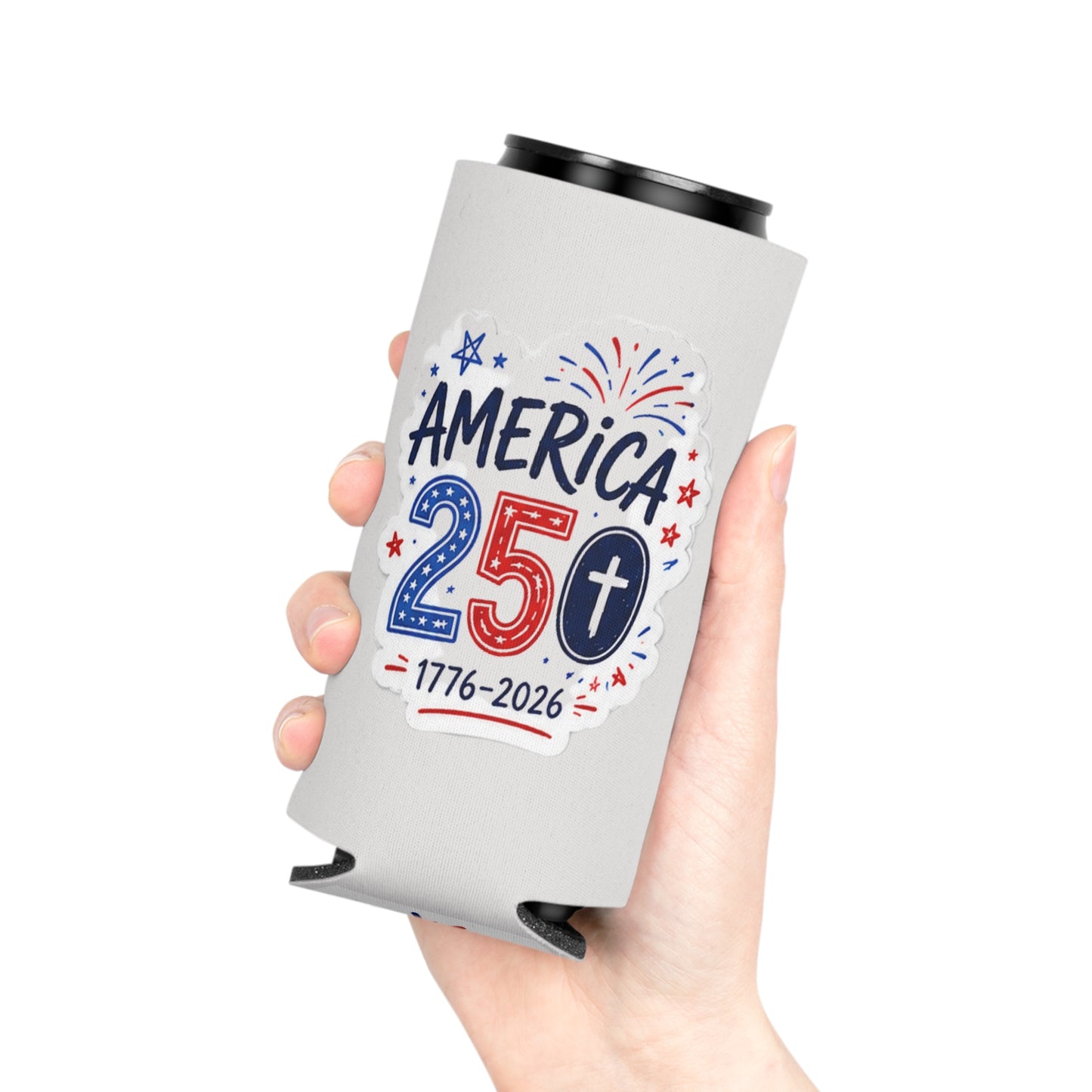 America 250 Can Cooler – 1776–2026 Patriotic Fourth of July Koozie