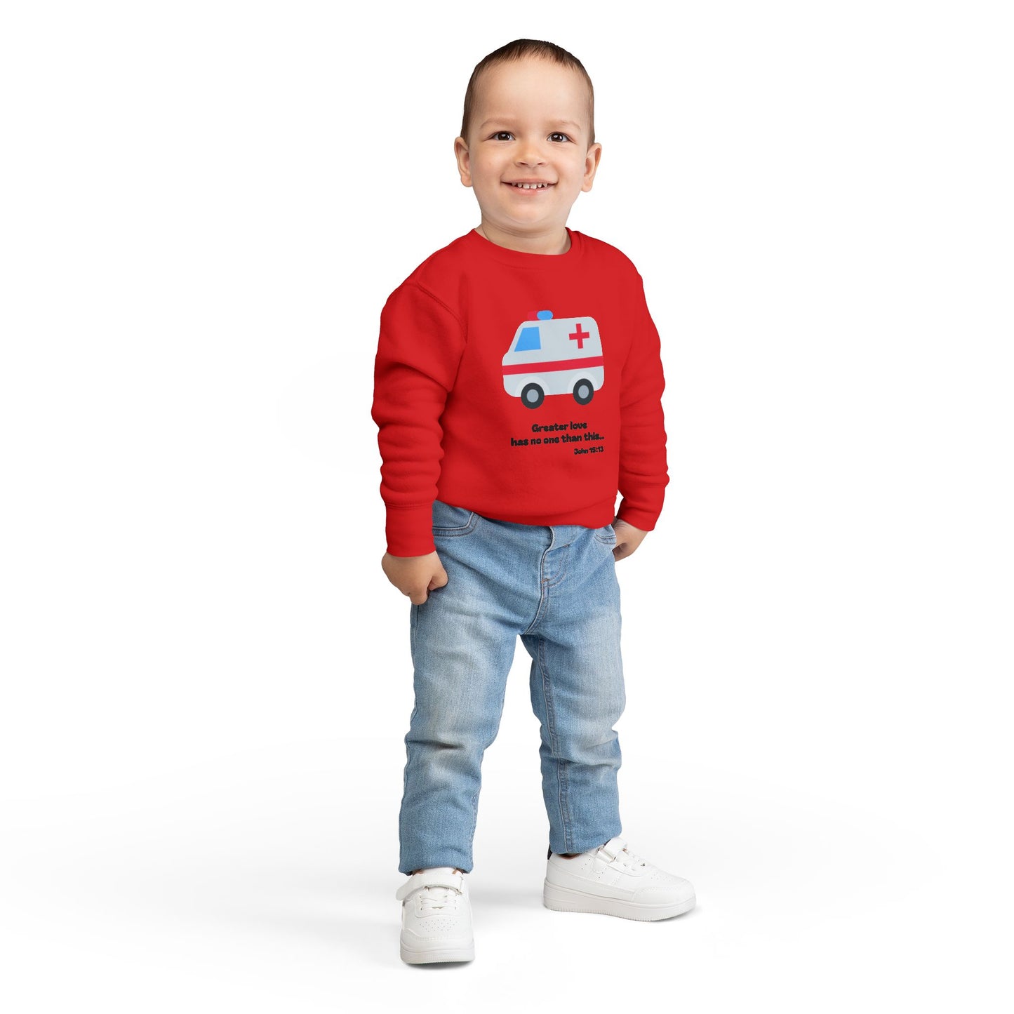 Christian Toddler Sweatshirt • Ambulance Kids Pullover (John 15:13)
