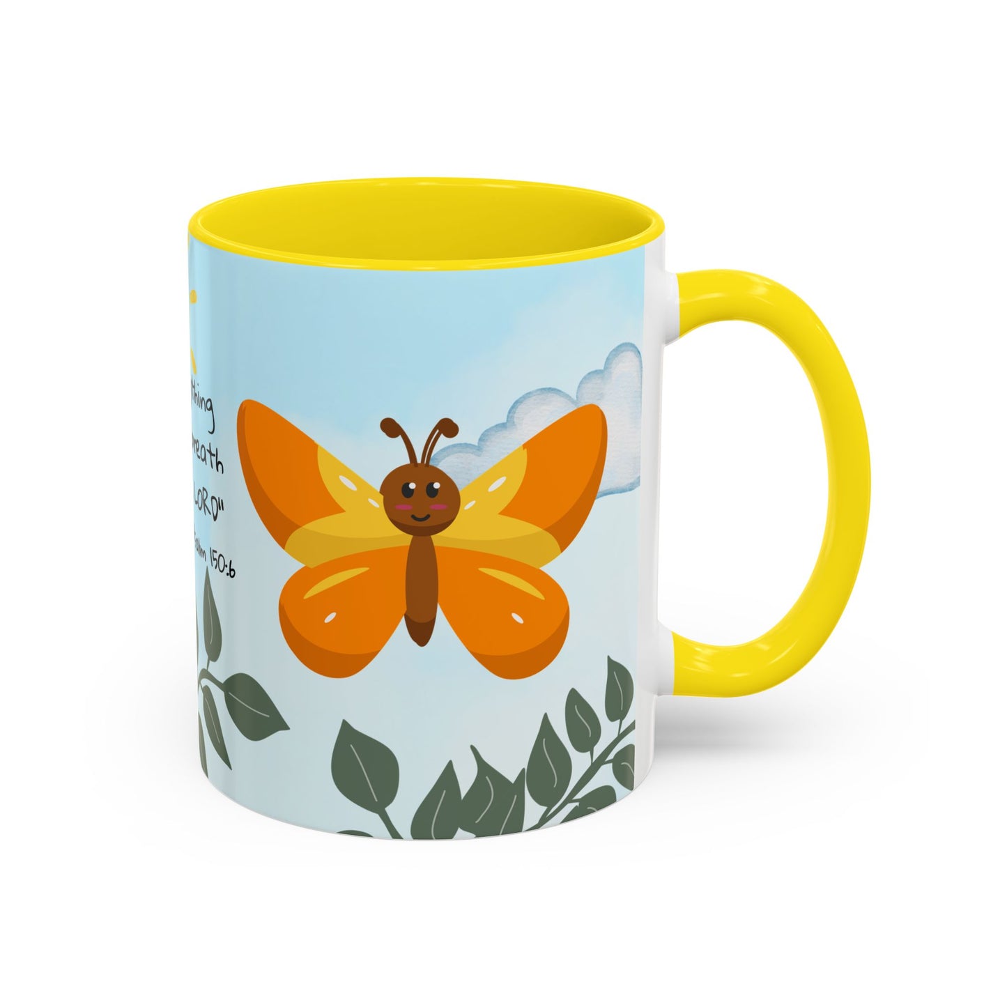 Butterfly Coffee Mug — Christian Ceramic Mug (Psalm 150:6)