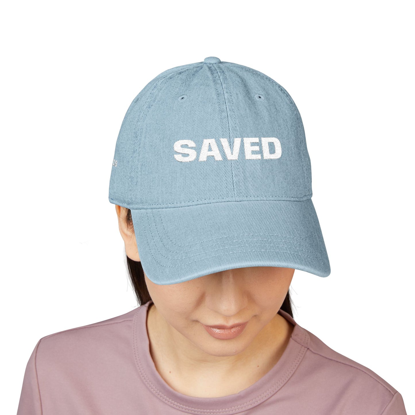 Saved Denim Hat — Embroidered John 3:16 Faith Cap