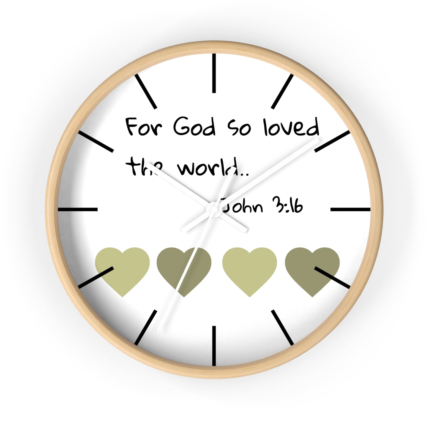 Wall Clock - "For God So Loved the World" John 3:16 Christian Heart Wall Clock