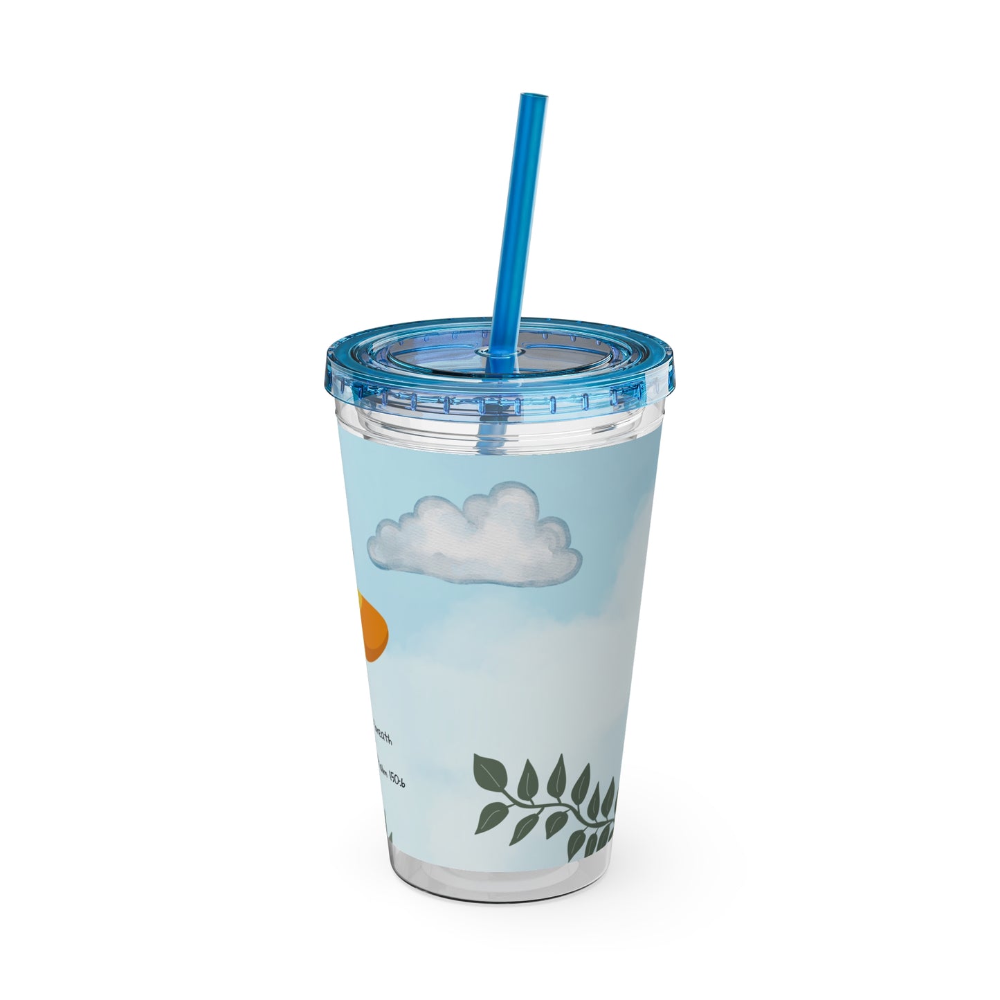 Butterfly & Sun 16oz Tumbler with Straw — 'Let everything that has breath' Psalm 150:6