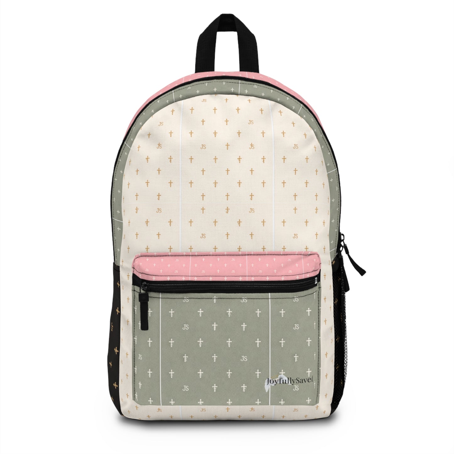 Joyfully Saved Cross Backpack — Multi colored Christian School Bag