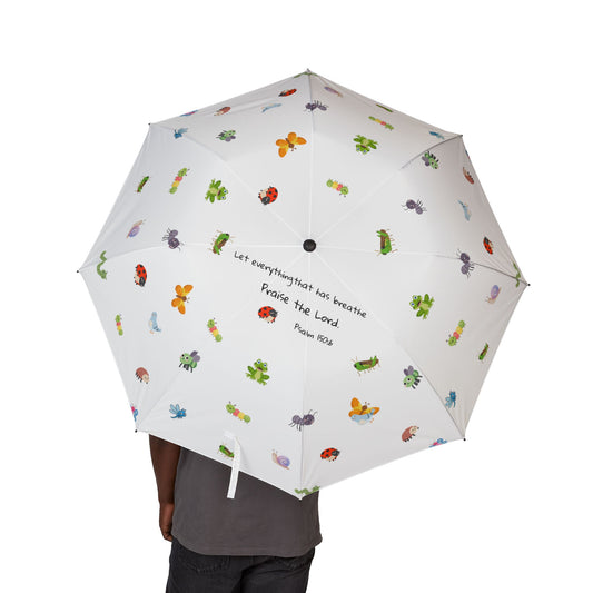 Psalm 150:6 Foldable Umbrella — Playful Bug Characters Christian Statement