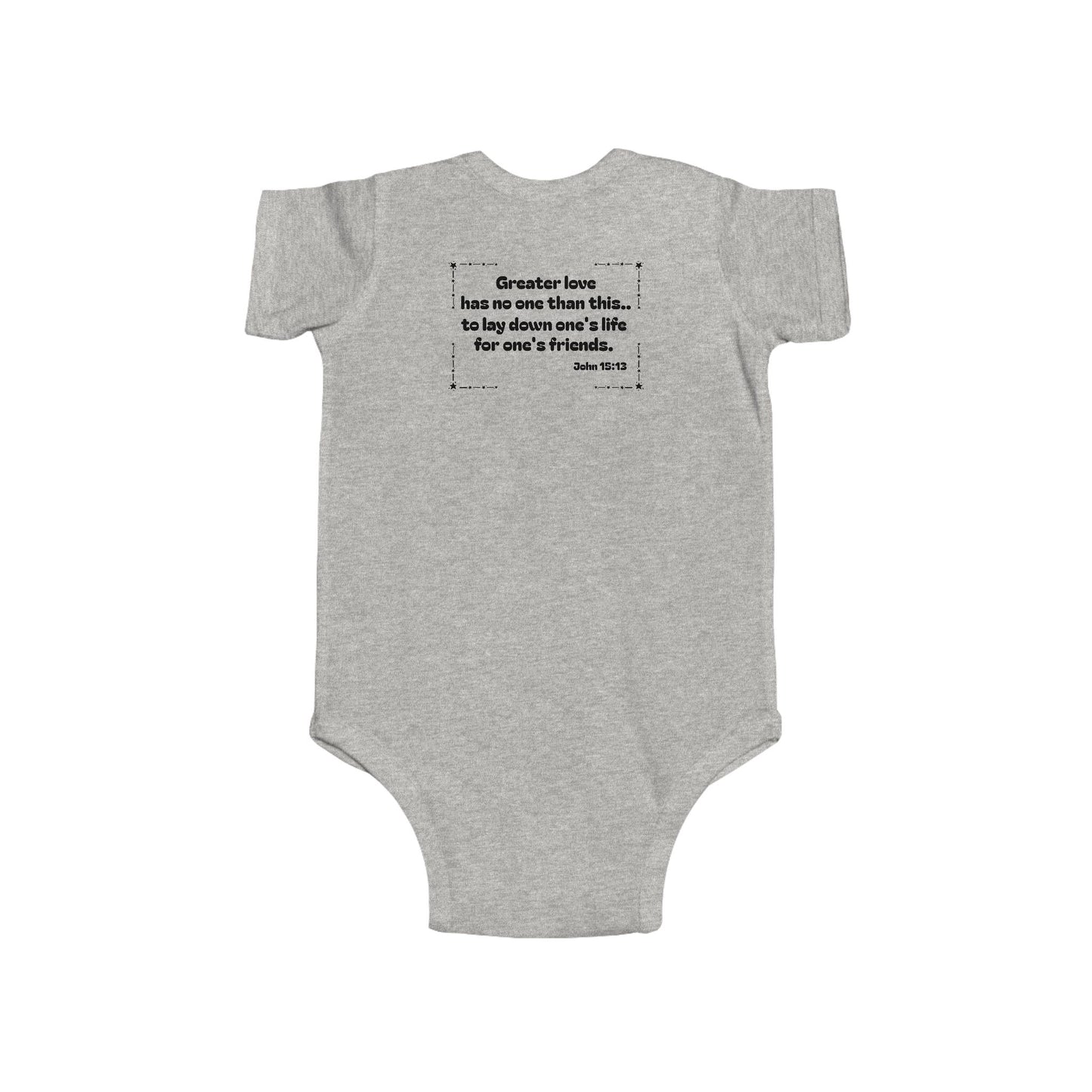 Christian Infant Bodysuit - Hero Vehicles Baby Onesie (John 15:13)