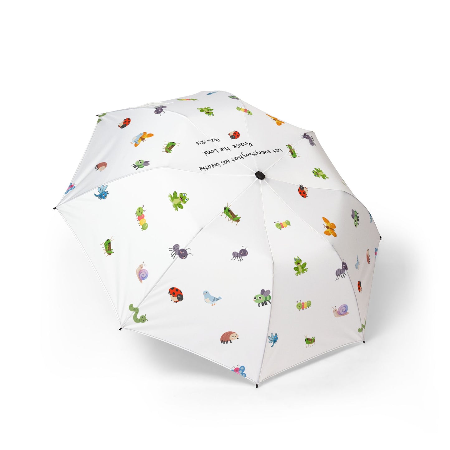 Psalm 150:6 Foldable Umbrella — Playful Bug Characters Christian Statement