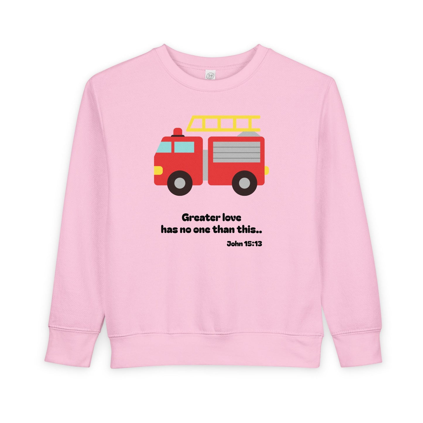 Christian Toddler Sweatshirt • Fire Truck Kids Pullover (John 15:13)