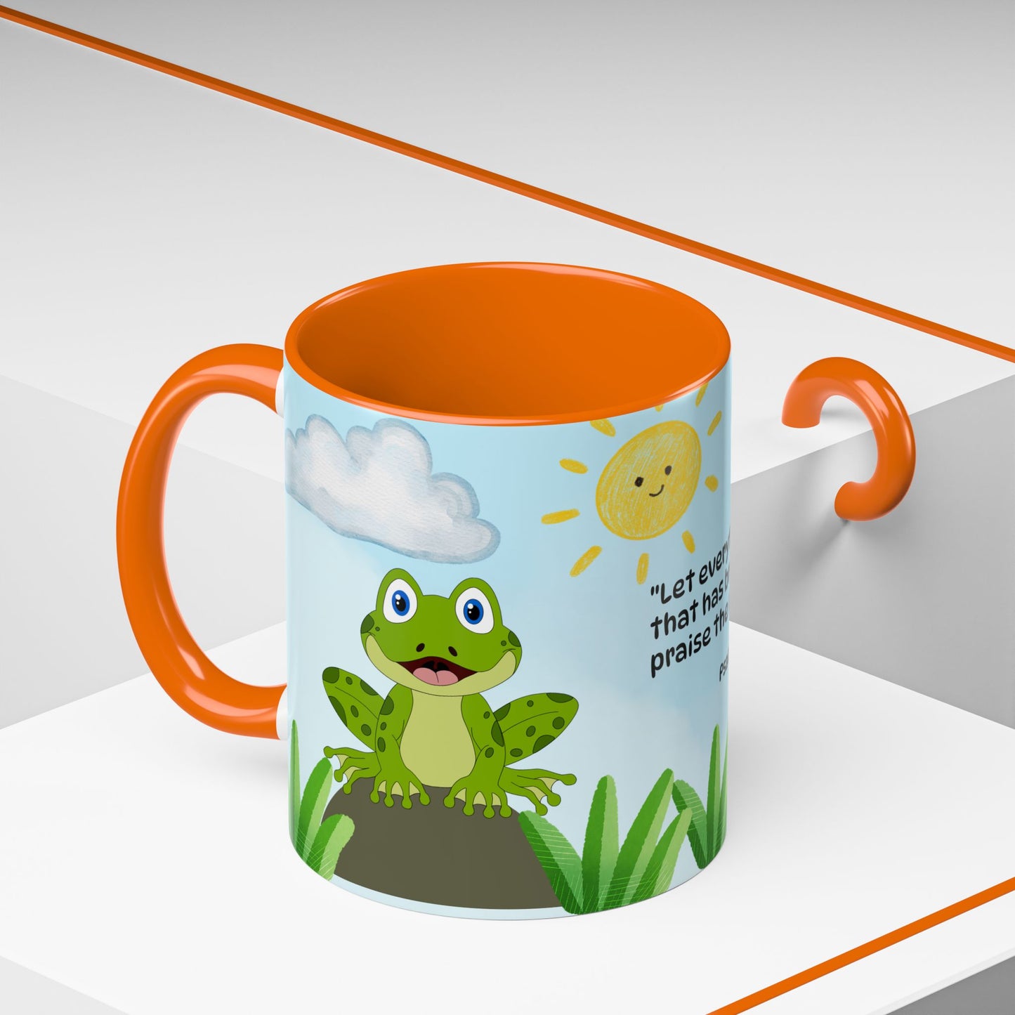 Frog Coffee Mug — Christian Ceramic Mug (Psalm 150:6)