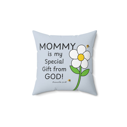 Mom You're a Gift Daisy Pillow, Proverbs 31:28 — Scripture & Bumblebee Accent Cushion, Christian gift
