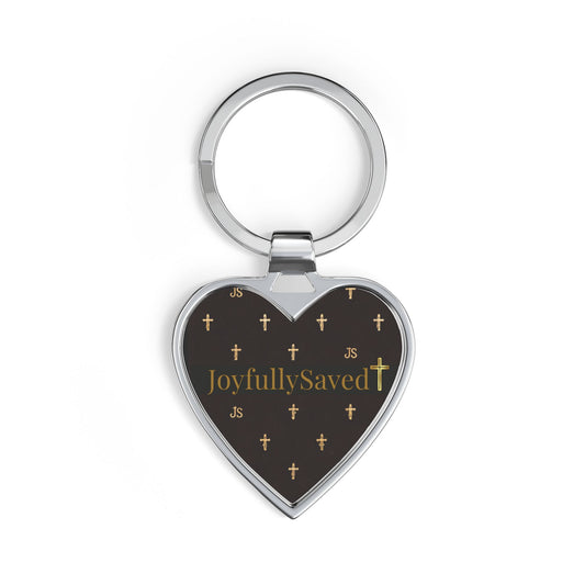 Joyfully Saved Cross Keychain — Black Christian Heart Keychain